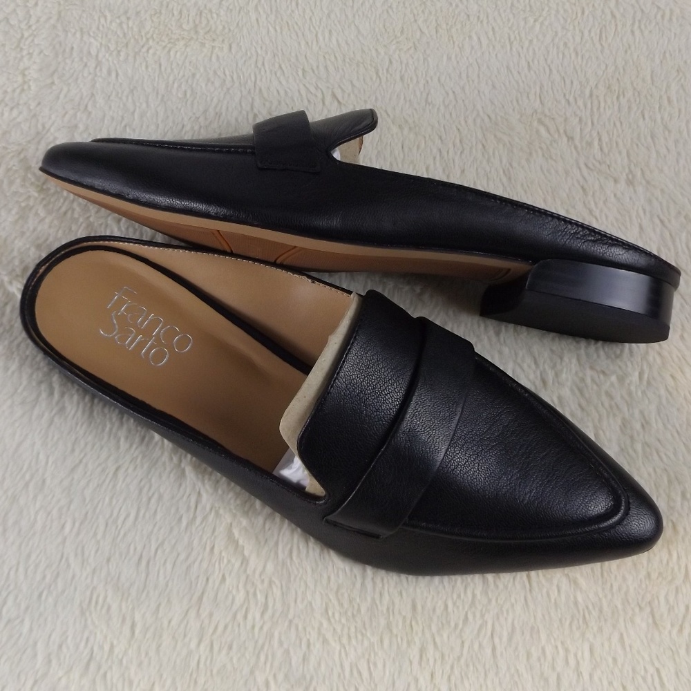 Franco Sarto Sophia Black Leather Mule Flat - 8.5M